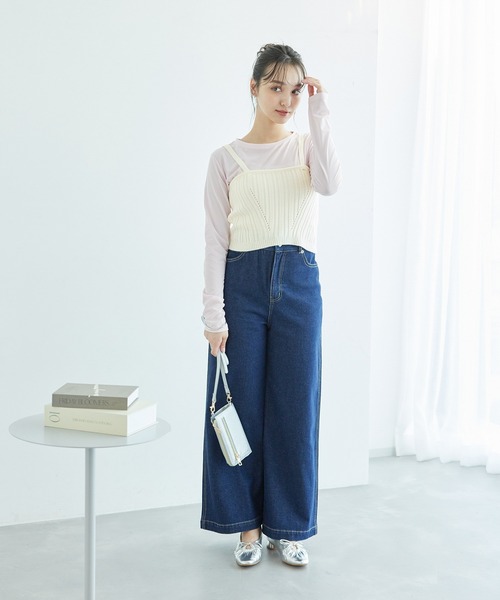 ROPE' PICNIC(ロペピクニック)の「ラメ畔ニットビスチェ(ベスト・レディース・ブラック/オフホワイト・38)」の7枚目の写真