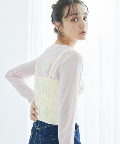 ROPE' PICNIC(ロペピクニック)の「ラメ畔ニットビスチェ(ベスト・レディース・ブラック/オフホワイト・38)」の11枚目の写真