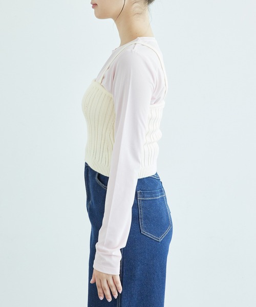 ROPE' PICNIC(ロペピクニック)の「ラメ畔ニットビスチェ(ベスト・レディース・ブラック/オフホワイト・38)」の16枚目の写真