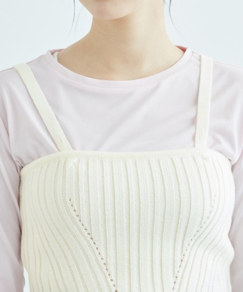 ROPE' PICNIC(ロペピクニック)の「ラメ畔ニットビスチェ(ベスト・レディース・ブラック/オフホワイト・38)」の18枚目の写真