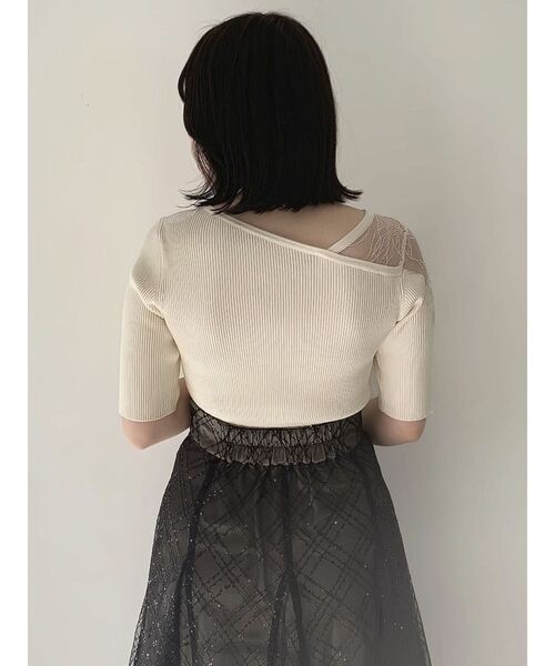 dazzlin（ダズリン）の「アシメエンブロイダリーニットトップス（ニット/セーター・レディース・ピンク/ブラック/オフホワイト/グレー・FREE）」の21枚目の写真