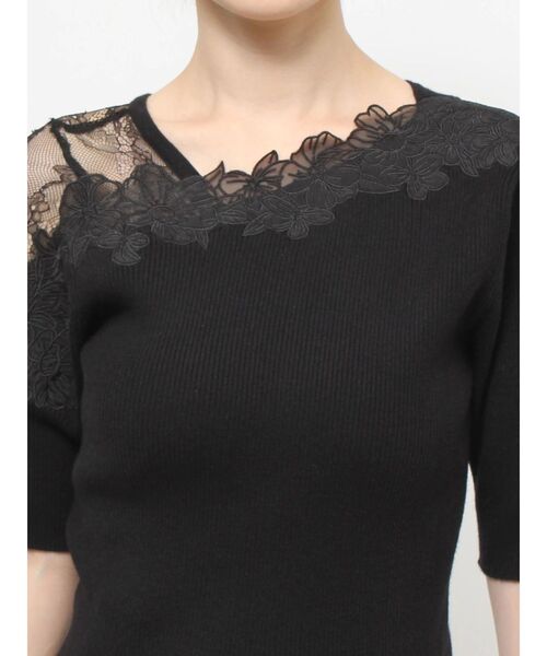 dazzlin（ダズリン）の「アシメエンブロイダリーニットトップス（ニット/セーター・レディース・ピンク/ブラック/オフホワイト/グレー・FREE）」の7枚目の写真