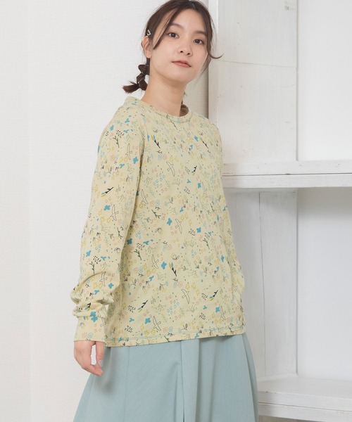 POU DOU DOU(プードゥドゥ)の「ボタニカル線画プリントロンTee(Tシャツ/カットソー・レディース・ブルー/ベージュ・3)」の8枚目の写真