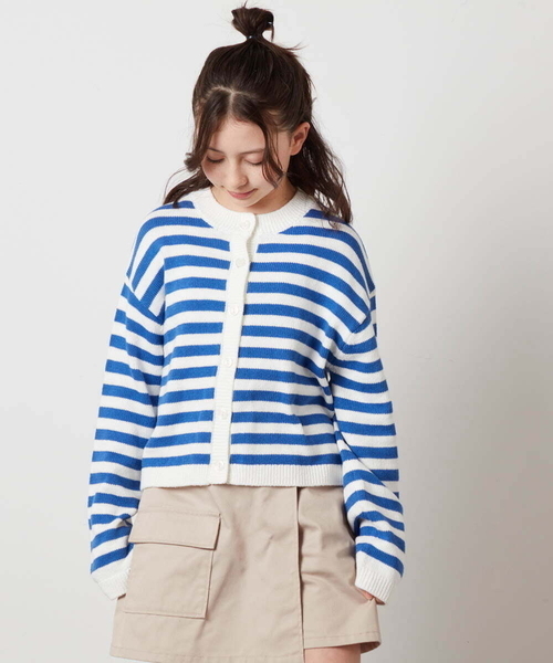 ボーダーカーデ☆ ダンボールニットボーダーカーディガン [C6847] - レディース