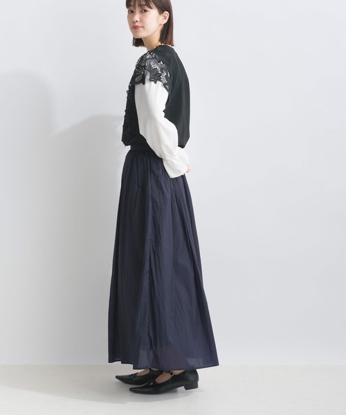 PICCIN(ピッチン)の「【WEB限定】レースドッキングカットジョーゼットプルオーバー(Tシャツ/カットソー・レディース・オフホワイト/ブラック・M/L/S)」の8枚目の写真