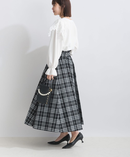 PICCIN(ピッチン)の「【WEB限定】レースドッキングカットジョーゼットプルオーバー(Tシャツ/カットソー・レディース・オフホワイト/ブラック・M/L/S)」の13枚目の写真