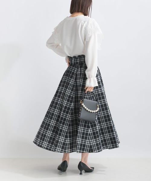PICCIN(ピッチン)の「【WEB限定】レースドッキングカットジョーゼットプルオーバー(Tシャツ/カットソー・レディース・オフホワイト/ブラック・M/L/S)」の14枚目の写真