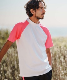mt8839- Neon Color Raglan Mock Neck Tee Tシャツ