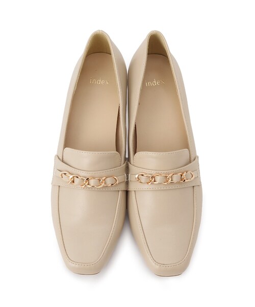 index（インデックス）の「◆【抗菌防臭/4.5cmヒール】スクエアトゥヒールローファー（パンプス・レディース・ブラック/ライトベージュ・01/02/03）」の5枚目の写真