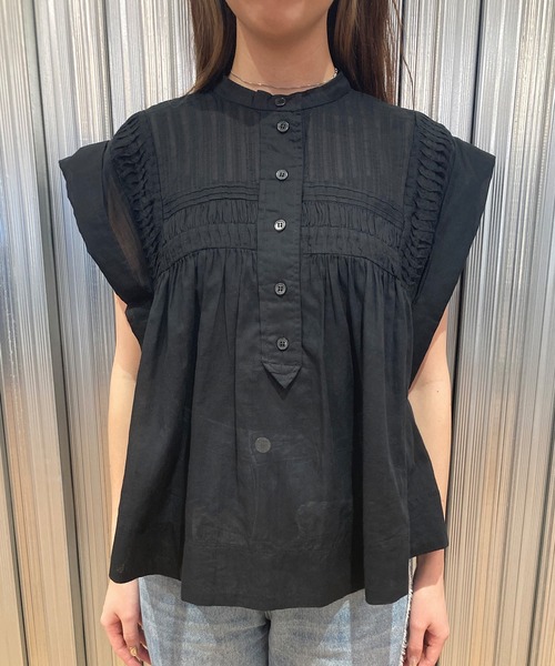 イザベル マラン エトワール ギャザー レース ノースリーブシャツ ブラウス MARANT ETOILE（マランエトワール）の「ノースリーブブラウス