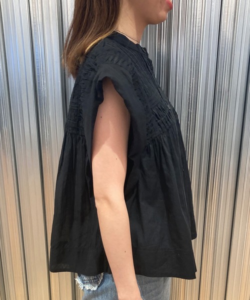 イザベル マラン エトワール ギャザー レース ノースリーブシャツ ブラウス MARANT ETOILE（マランエトワール）の「ノースリーブブラウス