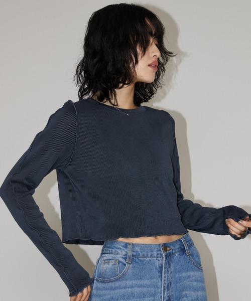 Aunt Marie's(アントマリーズ)の「ミニプリーツクロップドトップス(Tシャツ/カットソー・レディース・チャコールグレー/ホワイト/ブラック・FREE)」の11枚目の写真