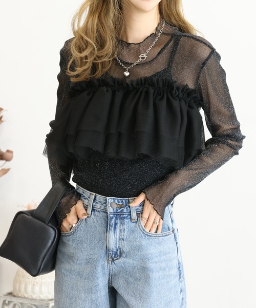 Futier land（フューティアランド）の「マルチWay2段フリルチュールティアードビスチェ（ベスト・レディース・グレー/アイボリー/ブラック・FREE）」の4枚目の写真