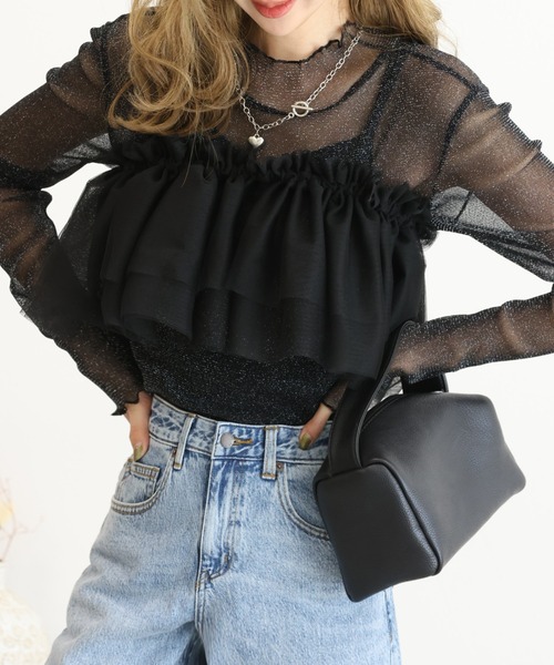 Futier land（フューティアランド）の「マルチWay2段フリルチュールティアードビスチェ（ベスト・レディース・グレー/アイボリー/ブラック・FREE）」の5枚目の写真