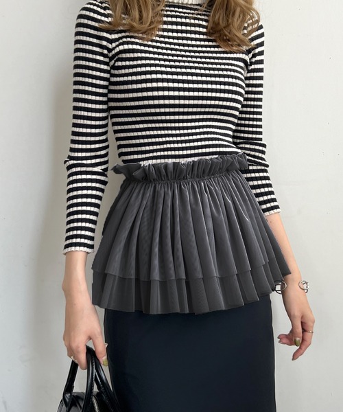 Futier land（フューティアランド）の「マルチWay2段フリルチュールティアードビスチェ（ベスト・レディース・グレー/アイボリー/ブラック・FREE）」の11枚目の写真