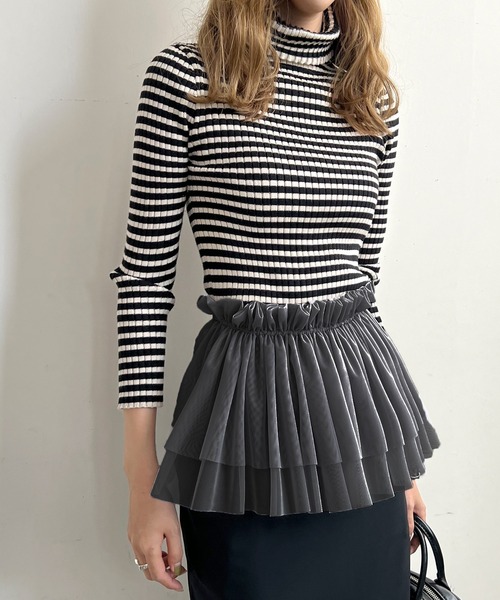 Futier land（フューティアランド）の「マルチWay2段フリルチュールティアードビスチェ（ベスト・レディース・グレー/アイボリー/ブラック・FREE）」の12枚目の写真