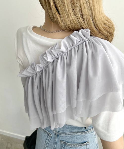 Futier land（フューティアランド）の「マルチWay2段フリルチュールティアードビスチェ（ベスト・レディース・グレー/アイボリー/ブラック・FREE）」の18枚目の写真