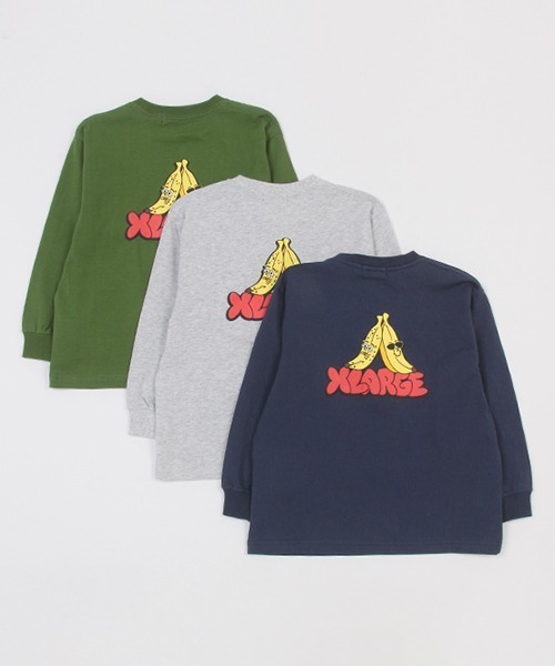 XLARGE KIDS（エクストララージキッズ）の「バッグバナナ&ロゴプリント長袖Tシャツ（Tシャツ/カットソー・キッズ・トップグレー/カーキ/ネイビー・80ｃｍ/90cm/100cm/110cm/120cm/130cm/140cm）」の18枚目の写真
