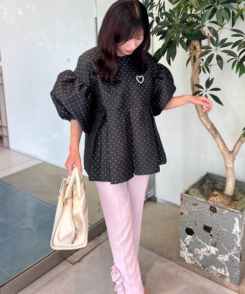 Lajour（ラジュール）の「日本製ブローチ付きプルオーバー（Tシャツ/カットソー・レディース・ネイビー/ブラック・フリー）」の14枚目の写真