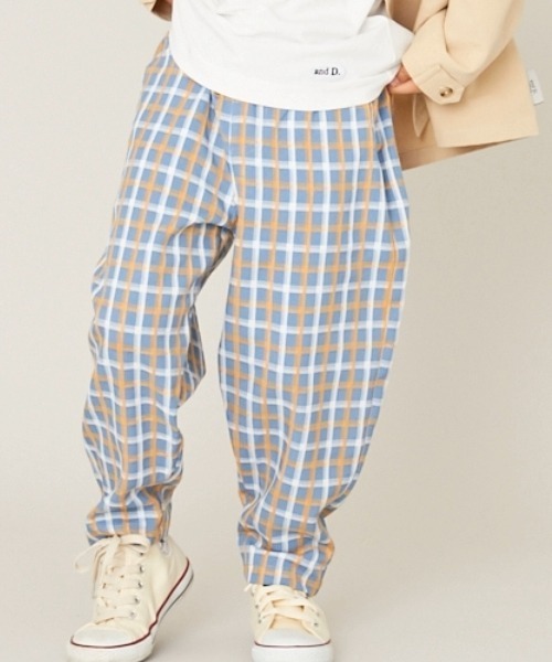 and D. petit main（アンドディープティマイン）の「チェックイージーパンツ（その他パンツ・キッズ・ベージュ/ブルー・130cm/120cm/110cm/100cm/90cm）」の2枚目の写真