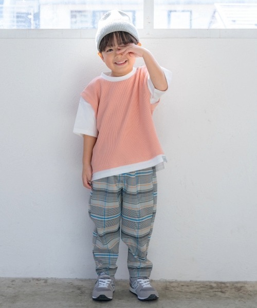 and D. petit main（アンドディープティマイン）の「チェックイージーパンツ（その他パンツ・キッズ・ベージュ/ブルー・130cm/120cm/110cm/100cm/90cm）」の3枚目の写真