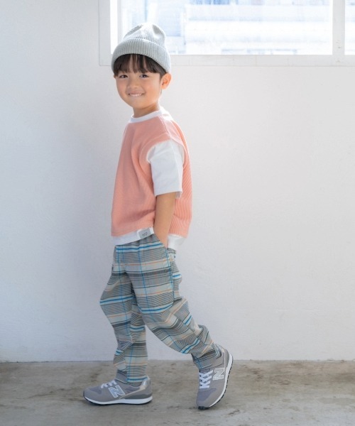 and D. petit main（アンドディープティマイン）の「チェックイージーパンツ（その他パンツ・キッズ・ベージュ/ブルー・130cm/120cm/110cm/100cm/90cm）」の5枚目の写真