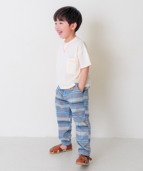 and D. petit main（アンドディープティマイン）の「チェックイージーパンツ（その他パンツ・キッズ・ベージュ/ブルー・130cm/120cm/110cm/100cm/90cm）」の19枚目の写真