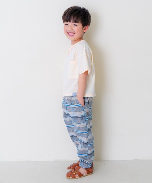 and D. petit main（アンドディープティマイン）の「チェックイージーパンツ（その他パンツ・キッズ・ベージュ/ブルー・130cm/120cm/110cm/100cm/90cm）」の21枚目の写真