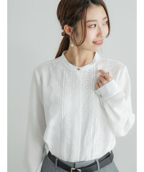 Te chichi（テチチ）の「フロントレースブラウス（シャツ/ブラウス・レディース・ブルー/グレー/オフホワイト・F）」の4枚目の写真