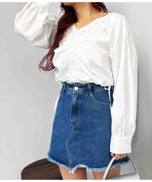 ANAP(アナップ)の「シャーリングブラウス(シャツ/ブラウス・レディース・ホワイト/グレー・FREE)」の22枚目の写真