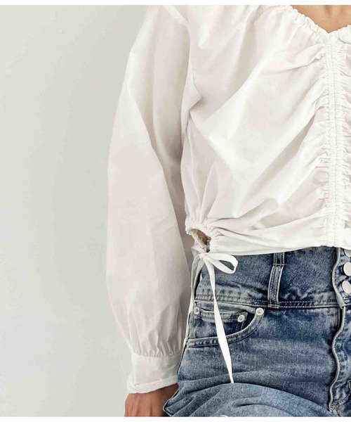 ANAP(アナップ)の「シャーリングブラウス(シャツ/ブラウス・レディース・ホワイト/グレー・FREE)」の13枚目の写真