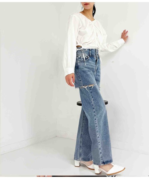 ANAP(アナップ)の「シャーリングブラウス(シャツ/ブラウス・レディース・ホワイト/グレー・FREE)」の17枚目の写真