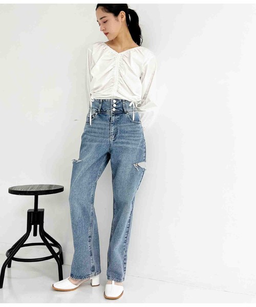 ANAP(アナップ)の「シャーリングブラウス(シャツ/ブラウス・レディース・ホワイト/グレー・FREE)」の19枚目の写真