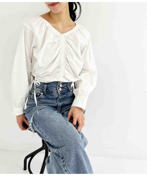 ANAP(アナップ)の「シャーリングブラウス(シャツ/ブラウス・レディース・ホワイト/グレー・FREE)」の15枚目の写真