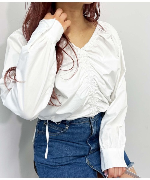 ANAP(アナップ)の「シャーリングブラウス(シャツ/ブラウス・レディース・ホワイト/グレー・FREE)」の20枚目の写真