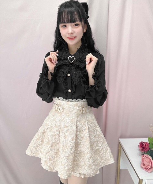 ♡ROJITA♡ 水色ブラウス ROJITA ブラウス シャツ ロゴテープボウタイブラウス レディース
