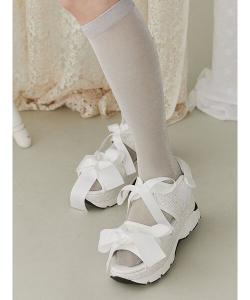 【セール】glitterリボンスニーカーサンダル（サンダル）｜merry jenny（メリージェニー）