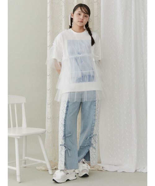 【セール】glitterリボンスニーカーサンダル（サンダル）｜merry jenny（メリージェニー）