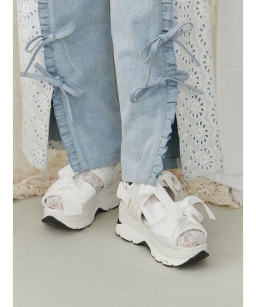 【セール】glitterリボンスニーカーサンダル（サンダル）｜merry jenny（メリージェニー）