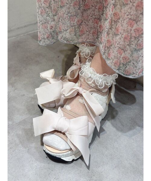 【セール】glitterリボンスニーカーサンダル（サンダル）｜merry jenny（メリージェニー）