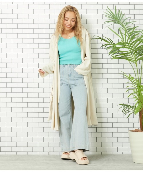 anap mimpi(アナップミンピ)の「ロング丈 ユッタリ カーディガン(カーディガン/ボレロ・レディース・ミント/モカ/ベージュ・FREE)」の1枚目の写真