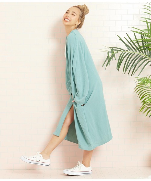 anap mimpi(アナップミンピ)の「ロング丈 ユッタリ カーディガン(カーディガン/ボレロ・レディース・ミント/モカ/ベージュ・FREE)」の14枚目の写真