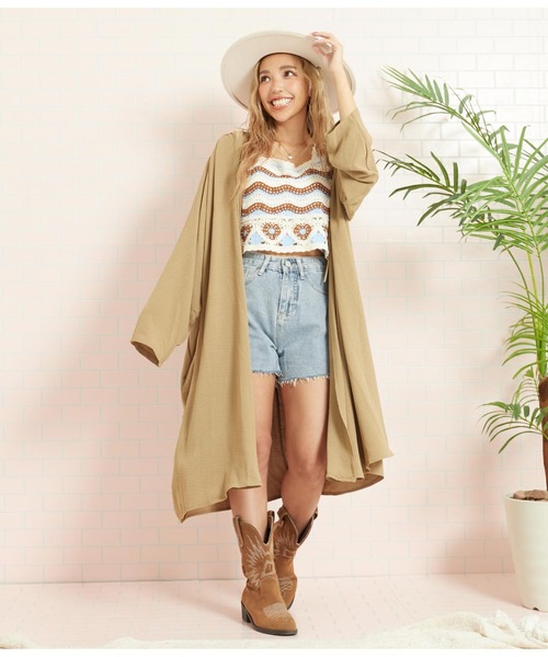 anap mimpi(アナップミンピ)の「ロング丈 ユッタリ カーディガン(カーディガン/ボレロ・レディース・ミント/モカ/ベージュ・FREE)」の6枚目の写真