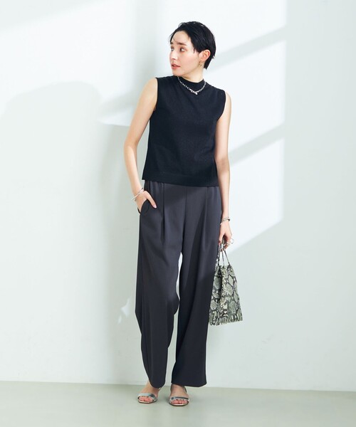 NOLLEY’S Sophi(ノーリーズソフィ)の「《セットアップ対応》ウォッシャブルツイルイージーワイドパンツ(その他パンツ・レディース・チャコールグレー/ブラック/ホワイト・36/38/34)」の19枚目の写真