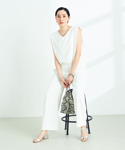 NOLLEY’S Sophi(ノーリーズソフィ)の「《セットアップ対応》ウォッシャブルツイルイージーワイドパンツ(その他パンツ・レディース・チャコールグレー/ブラック/ホワイト・36/38/34)」の10枚目の写真