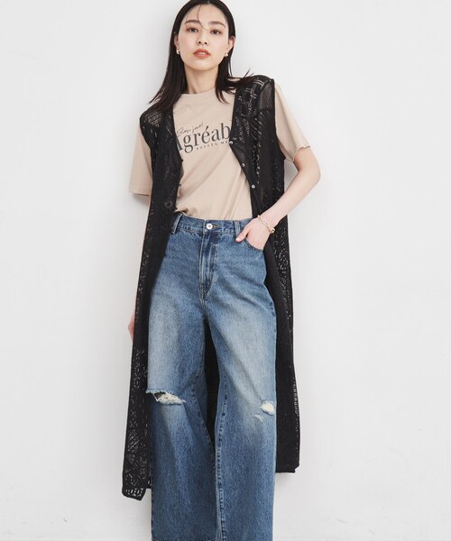 THE SHOP TK (ザ ショップ ティーケー )の「◆【前後2WAY】レースロングジレ/洗える(ベスト・レディース・アイボリー/ブラック・99)」の12枚目の写真