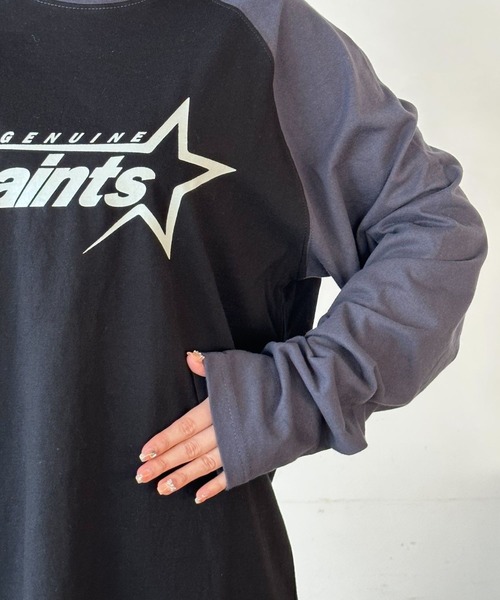 tシャツ 「UNISEX」SAINTPAIN／ビッグスターロゴロングスリーブＴ 2121556 レディース メンズ セール】【UNISEX】SAINTPAIN／ビッグスターロゴロングスリーブ