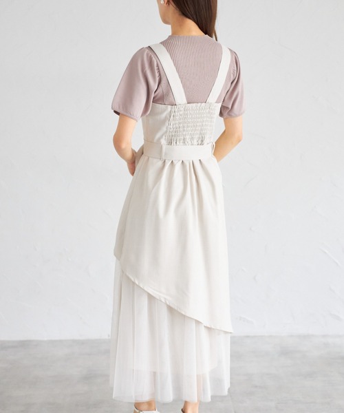 tocco closet(トッコ クローゼット)の「【ZOZO限定】ラップアシメトリーチュール切替ジャンパースカート(ワンピース・レディース・ネイビー/キナリ/ブラック・M)」の9枚目の写真
