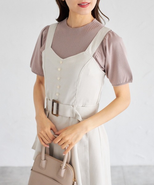 tocco closet(トッコ クローゼット)の「【ZOZO限定】ラップアシメトリーチュール切替ジャンパースカート(ワンピース・レディース・ネイビー/キナリ/ブラック・M)」の10枚目の写真