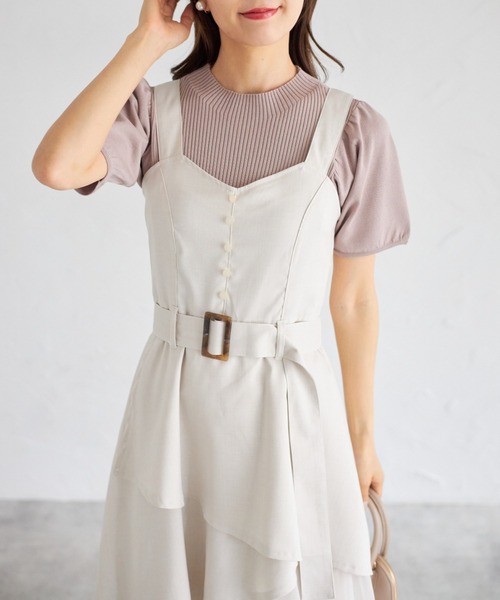 tocco closet(トッコ クローゼット)の「【ZOZO限定】ラップアシメトリーチュール切替ジャンパースカート(ワンピース・レディース・ネイビー/キナリ/ブラック・M)」の11枚目の写真